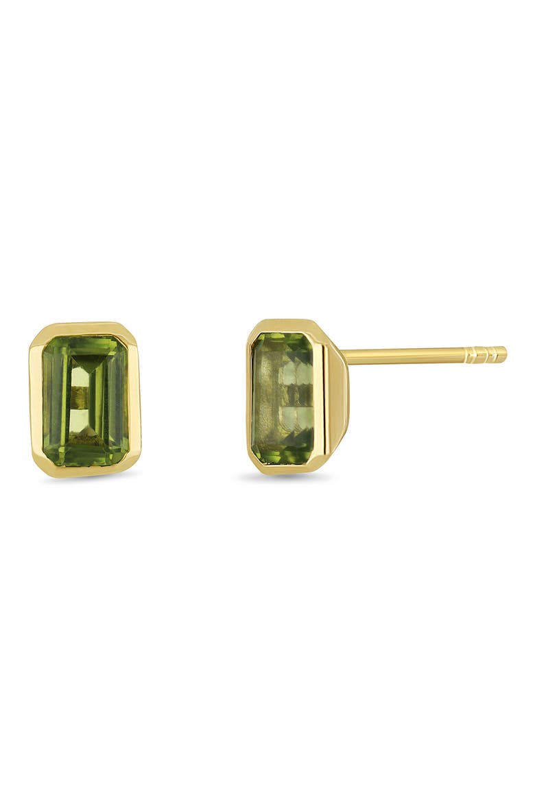 14K Gold Peridot Stud Earrings, Main, color, 14K YELLOW GOLD