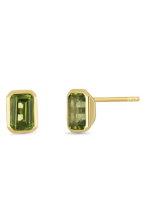 14K Gold Peridot Stud Earrings