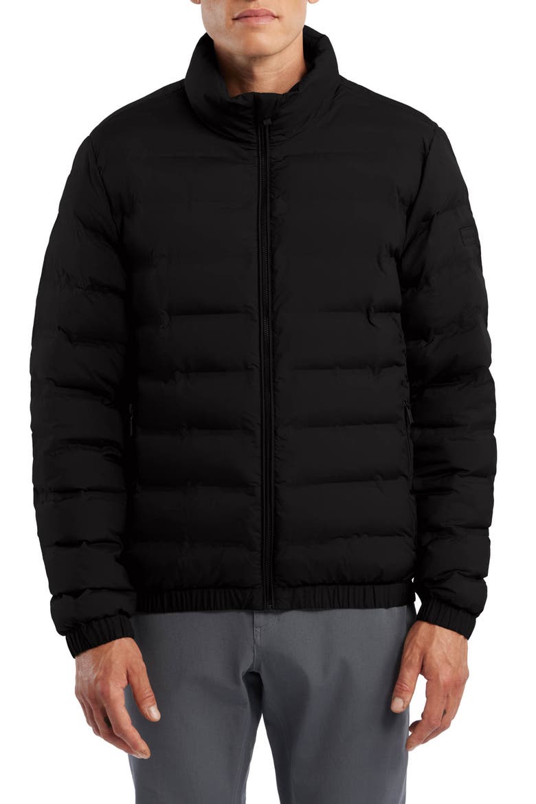Packer Water Repellent Packable Bomber Jacket, Main, color, BLACK