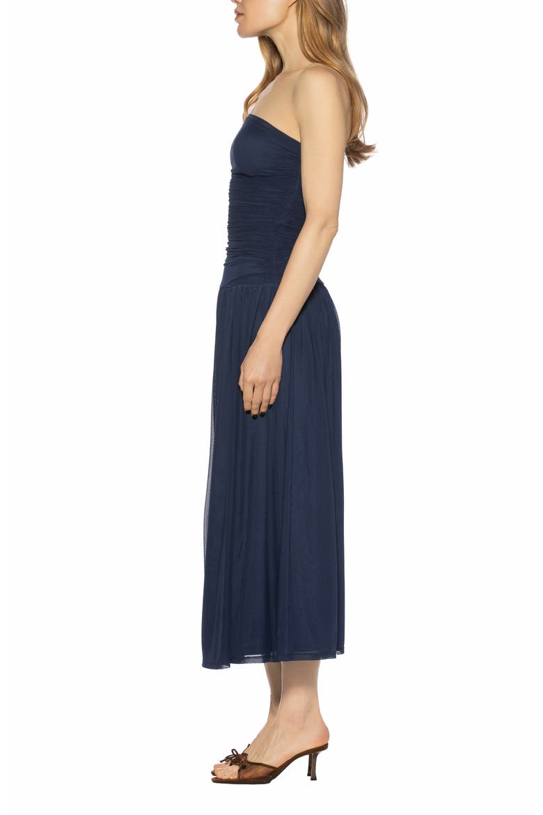 Seraphina Strapless Midi Dress, Alternate, color, NAVY