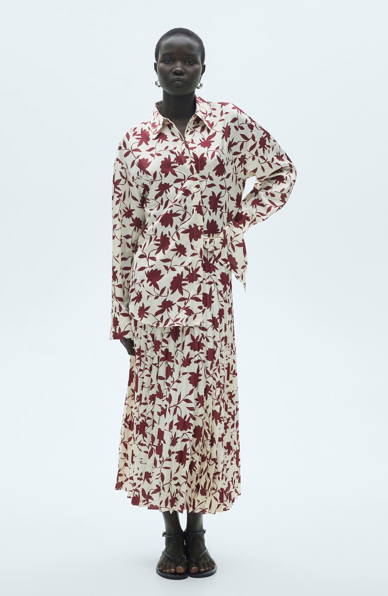 MANGO Floral Button-Up Shirt, Alternate, color, Off White