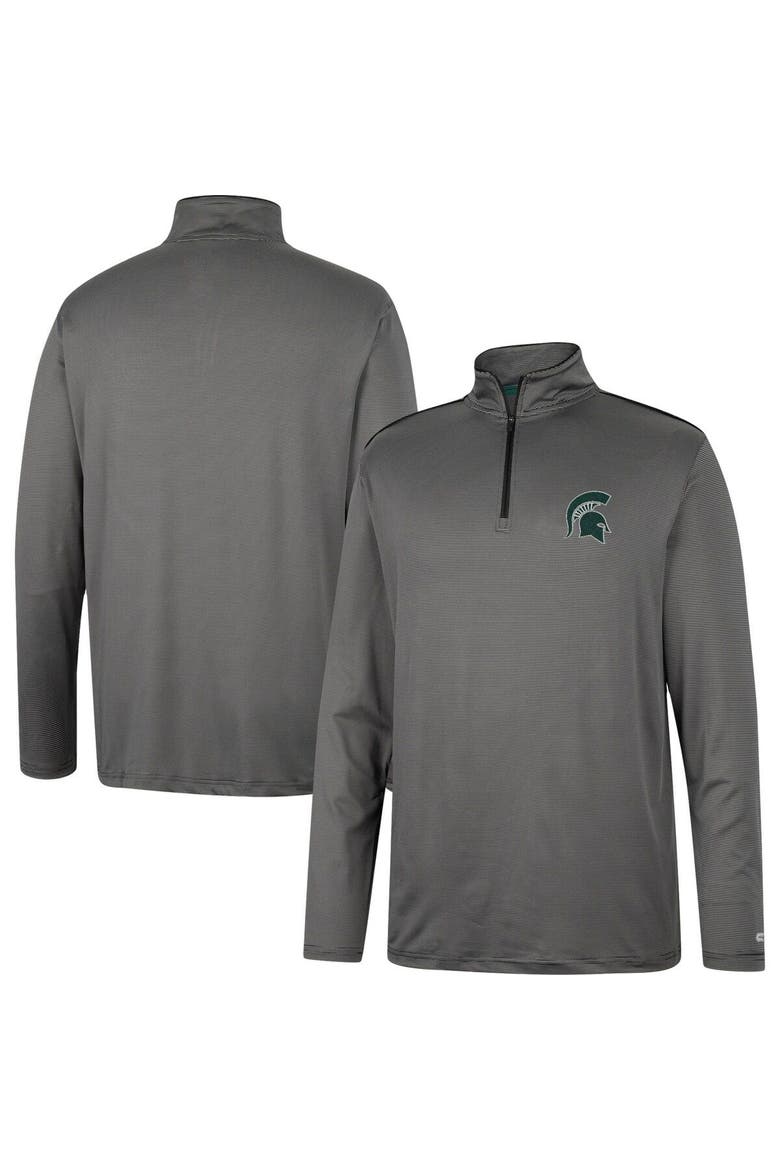 Men's Colosseum Charcoal Michigan State Spartans Logo Quarter-Zip Windshirt, Main, color, Charcoal
