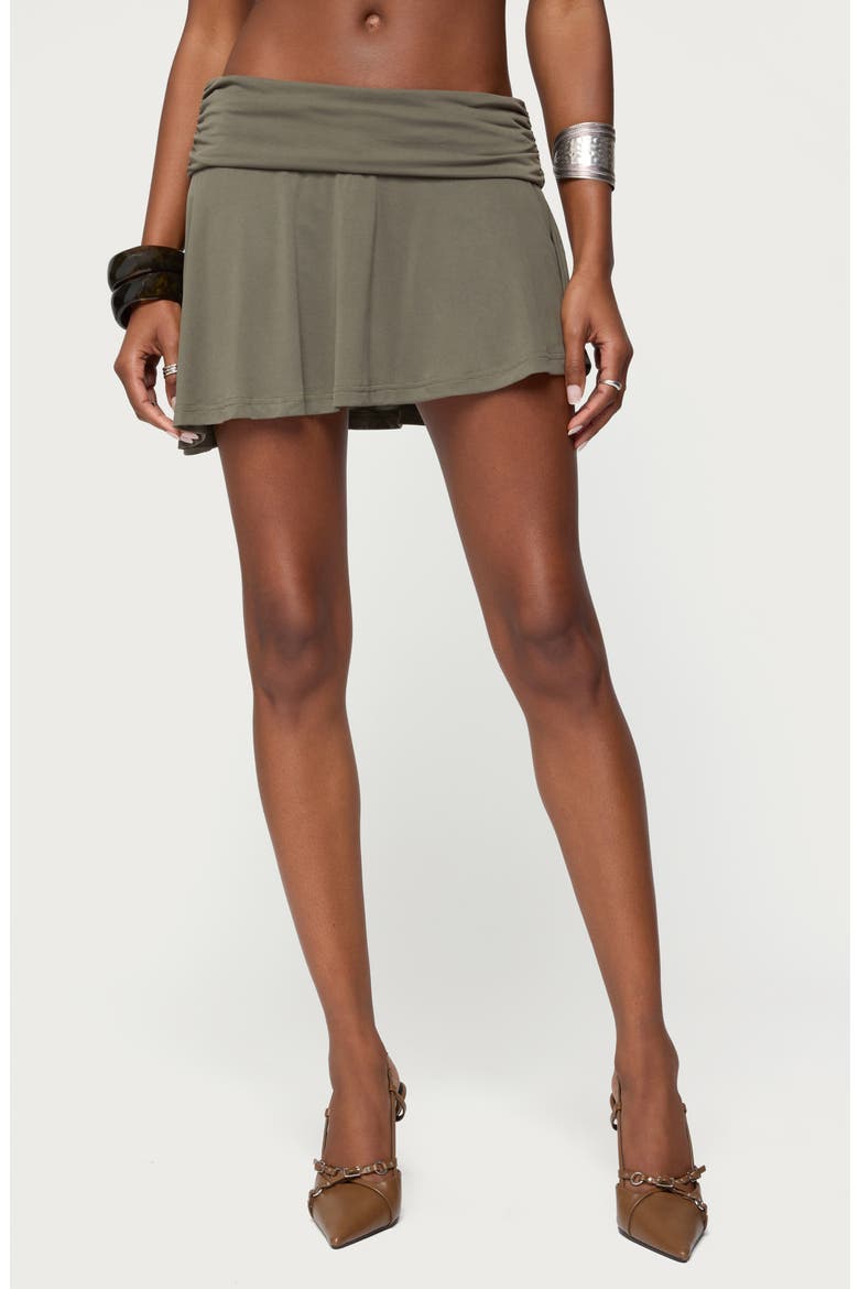 Janah Asymmetric Foldover Miniskort, Main, color, OLIVE