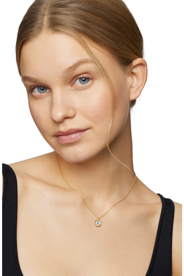 Cable Collectibles 18K Yellow Gold & Diamond Evil Eye Necklace, 11mm, Alternate, color, GOLD