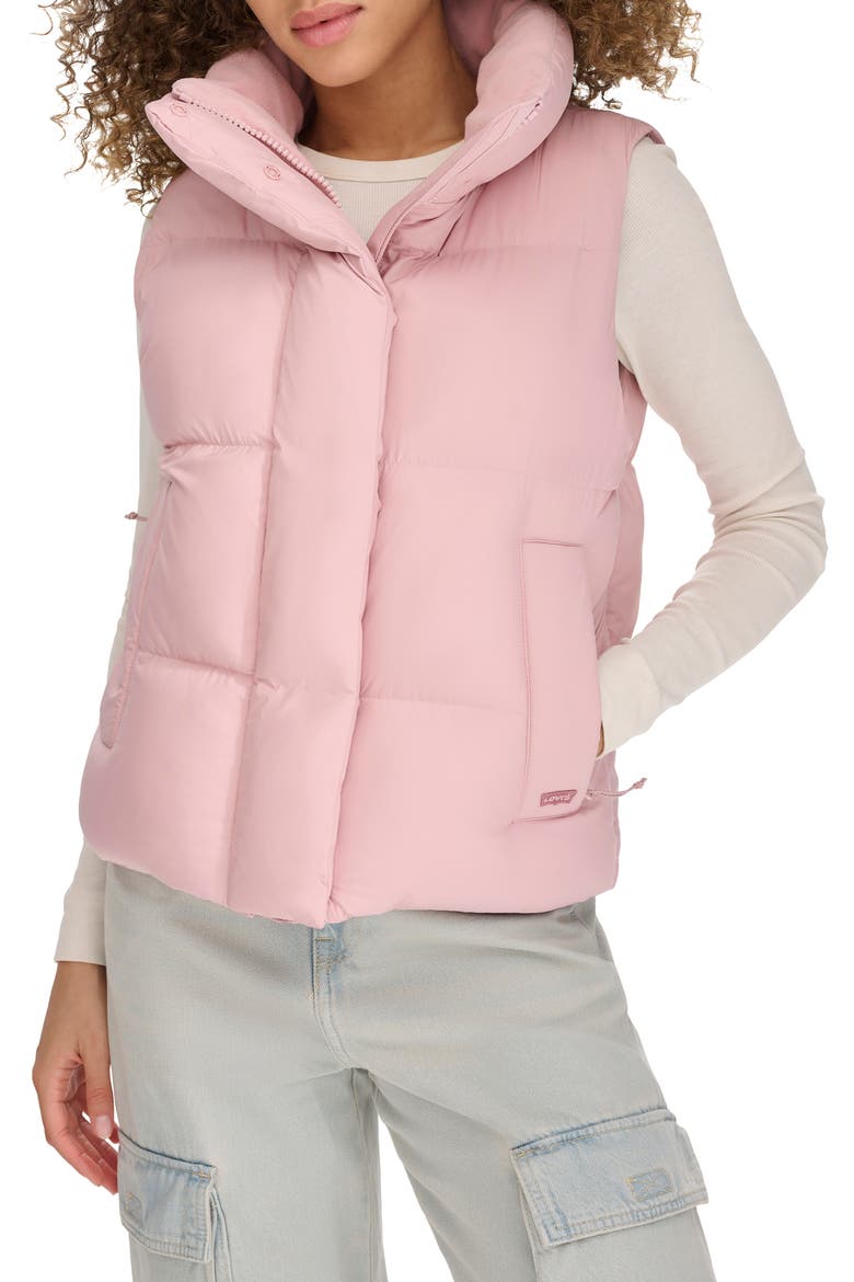 Quilted Puffer Vest, Main, color, PALE MAUVE