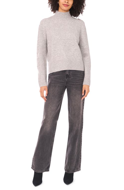 Halogen ® Mock Neck Sequin Stripe Sweater In Gray