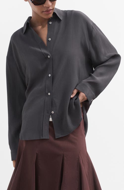 Mango Oversize Flowy Shirt In Gray