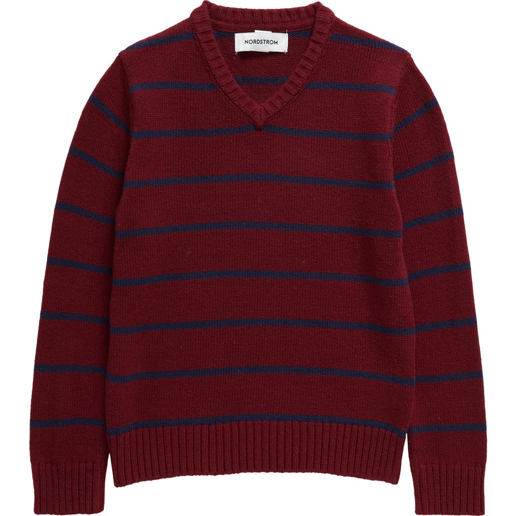 NORDSTROM NORDSTROM KIDS' COTTON BLEND V-NECK SWEATER