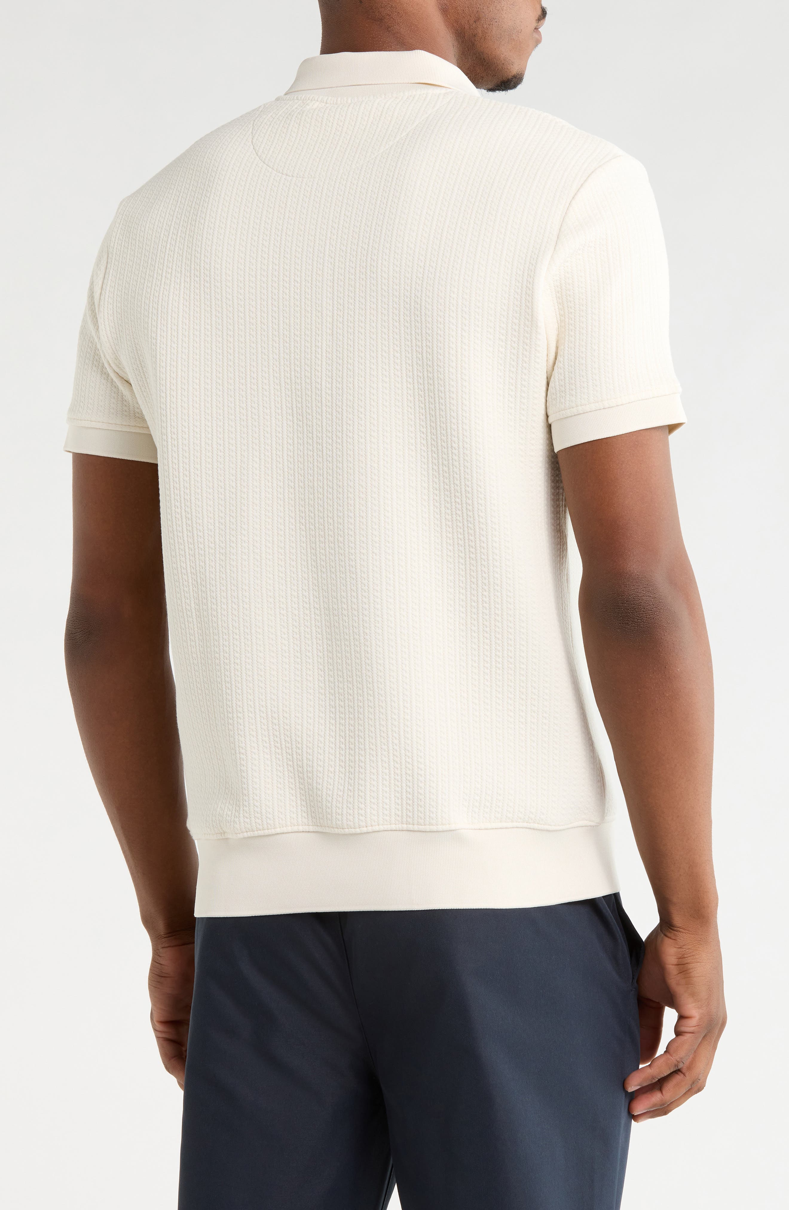 Quarter Zip Textured Knit Polo - image 2