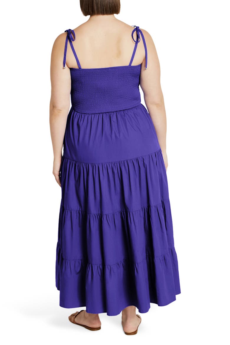 Marli Tie Strap Tiered Cotton Maxi Dress, Alternate, color, LAPIS