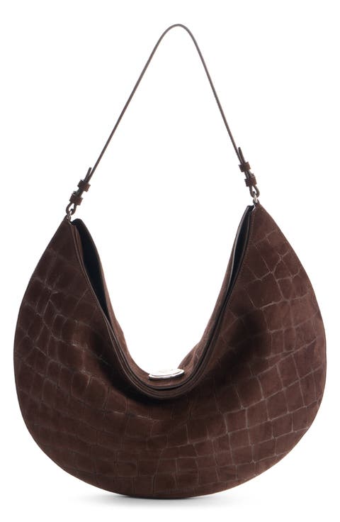 Le Sac Ovalo Suede Hobo Bag