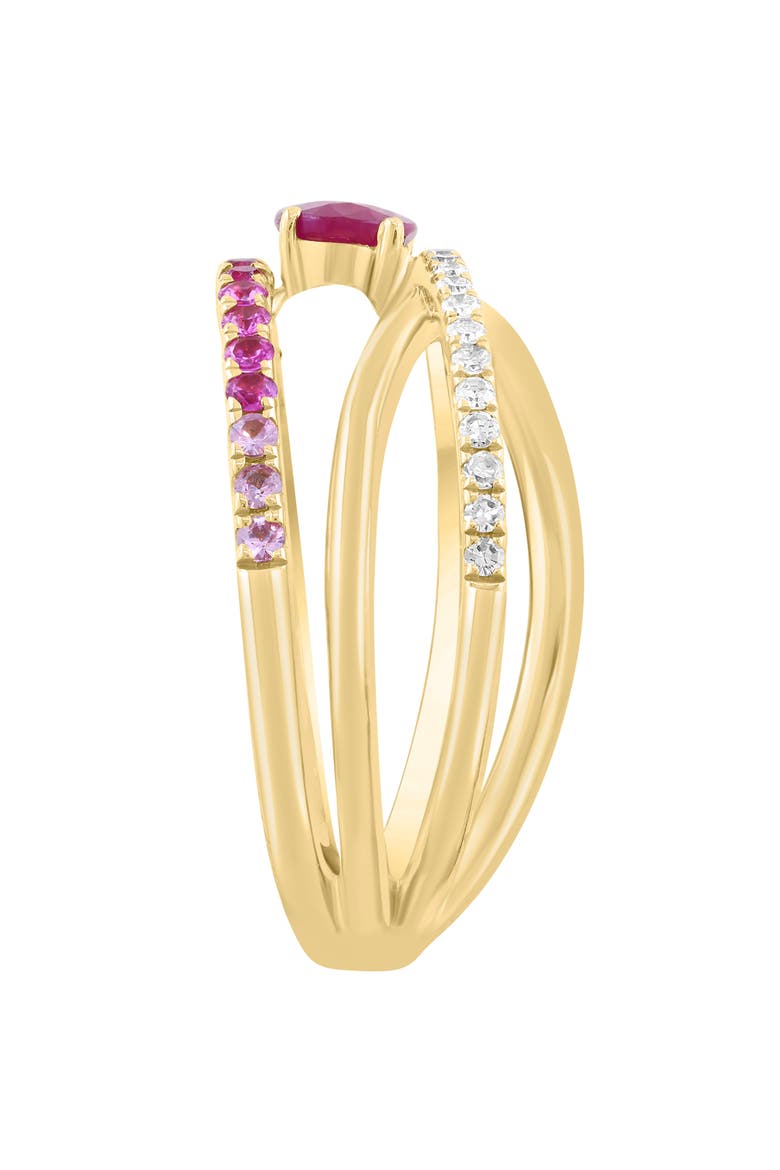 Pink Sapphire & Diamond Multiband Ring, Alternate, color, RED