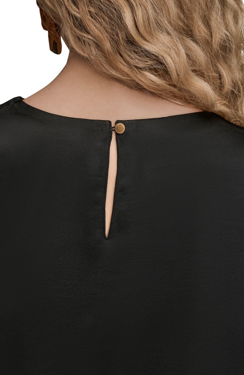 Donna Karan New York Beaded Cap Sleeve Satin Top, Alternate, color, 