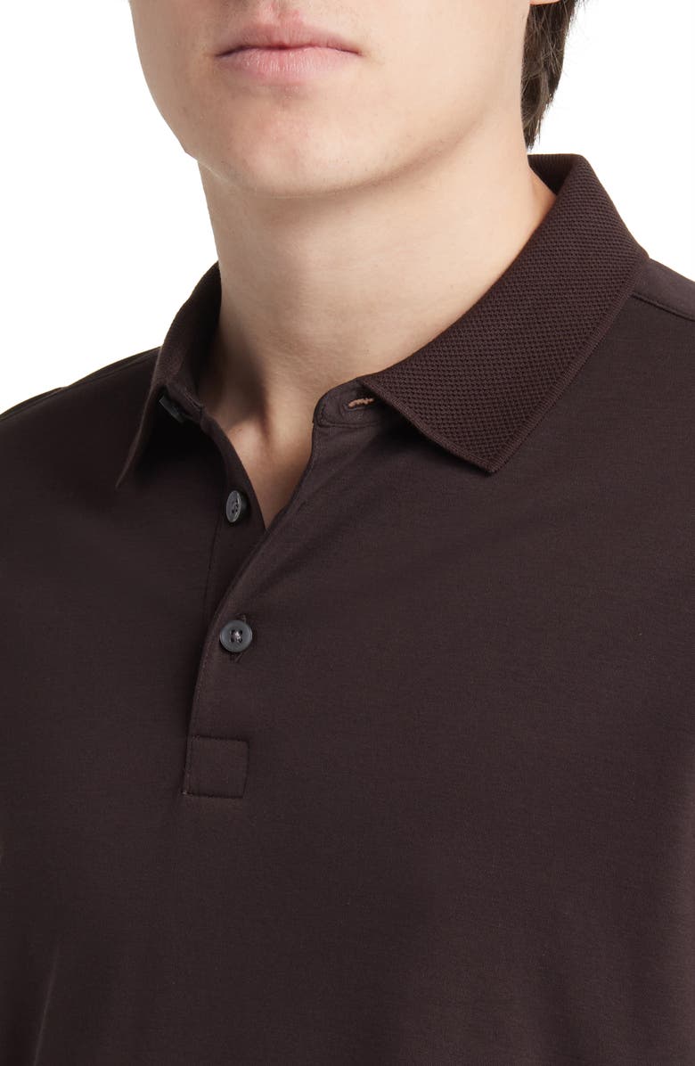 Robert Barakett Georgia Long Sleeve Polo, Alternate, color, Chocolate