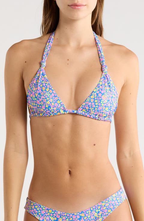 Soft Knot Halter Triangle Bikini Top