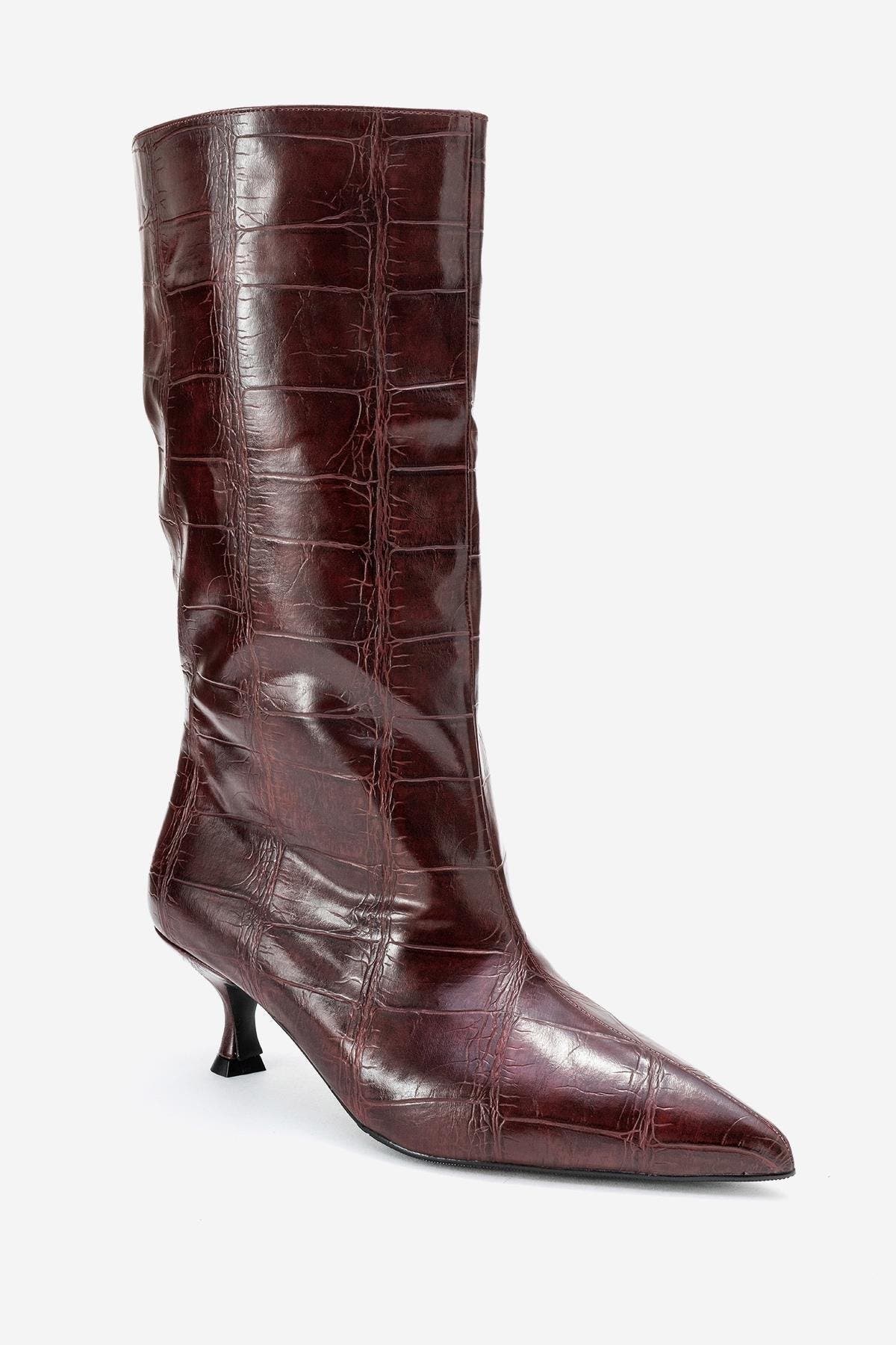  Burgundy Print Faux Leather