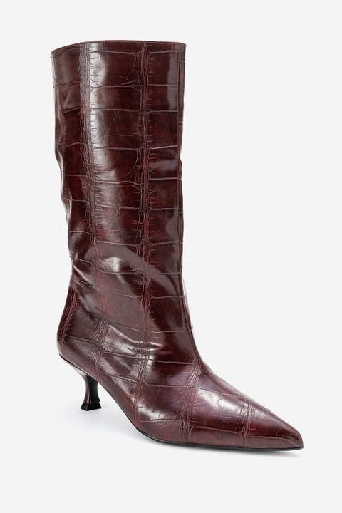 Crow Embossed Pointed Toe Boot