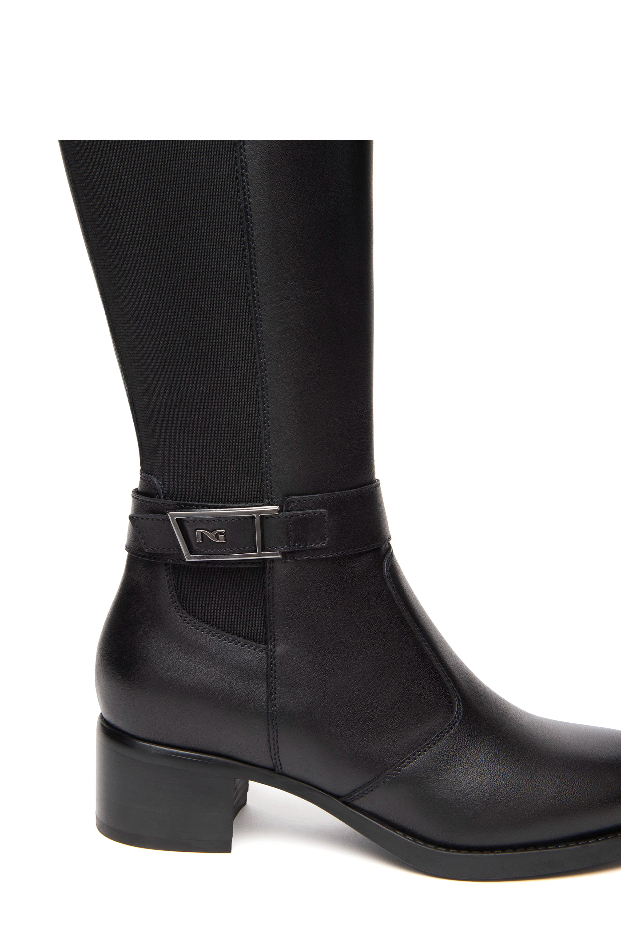 NeroGiardini Block Heel Tall Boot, Alternate, color, Black