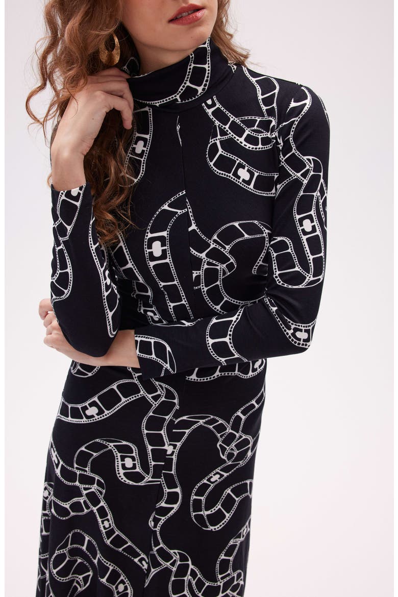 Briony Film Print Long Sleeve Dress, Alternate, color, MOVIE CHAIN