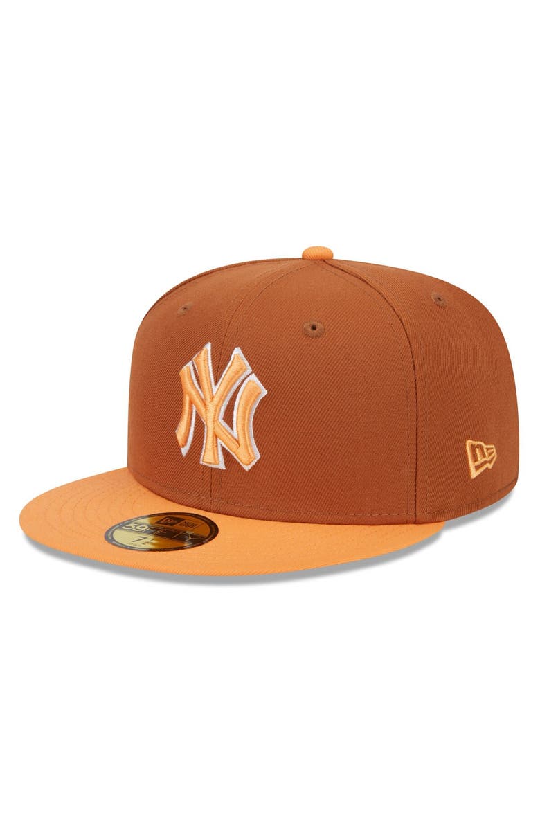 New Era Men's New Era Brown/Orange New York Yankees Spring Color Basic Two-Tone 59FIFTY Fitted Hat, Main, color, 