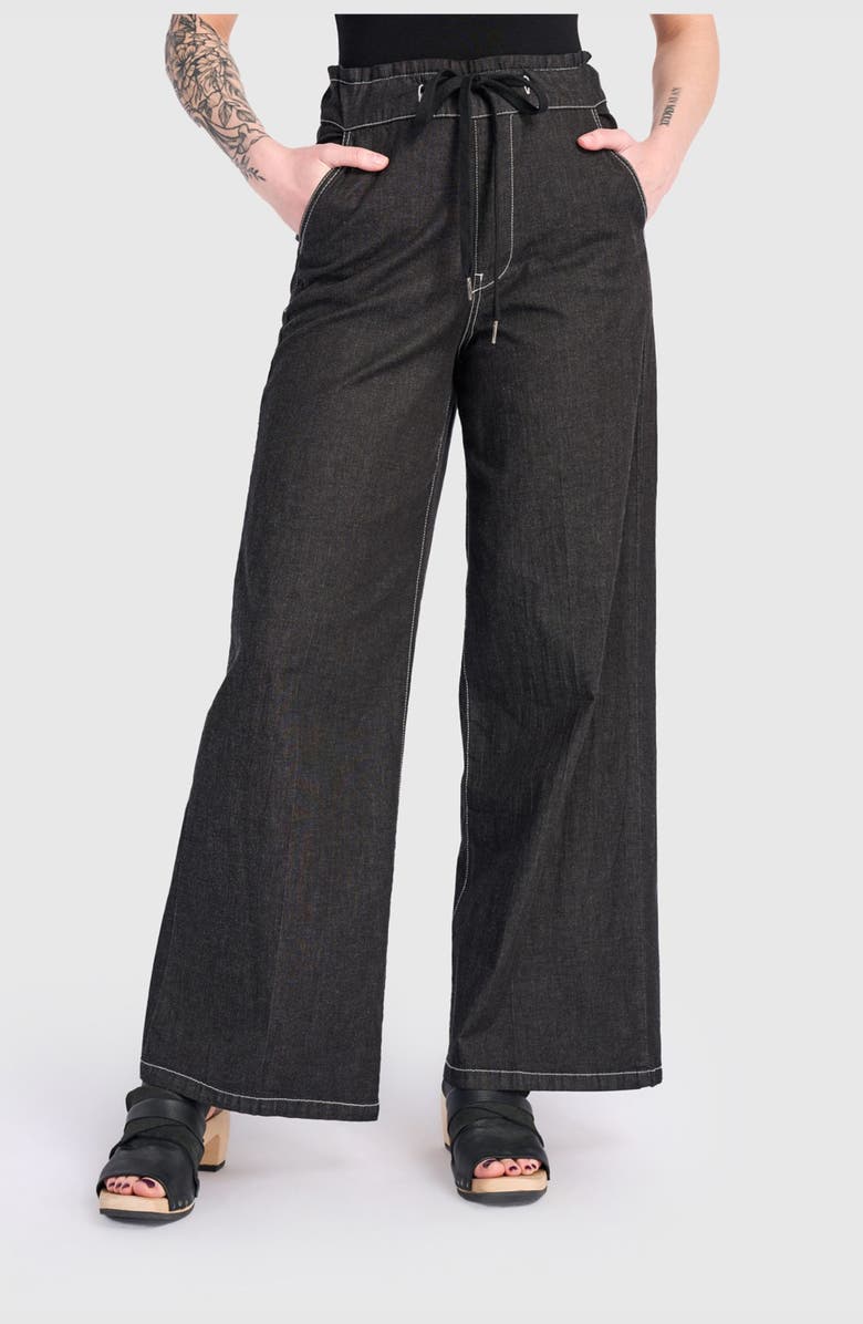 Alembika Washed Wide Leg Stretch Jeans, Main, color, Jet Denim