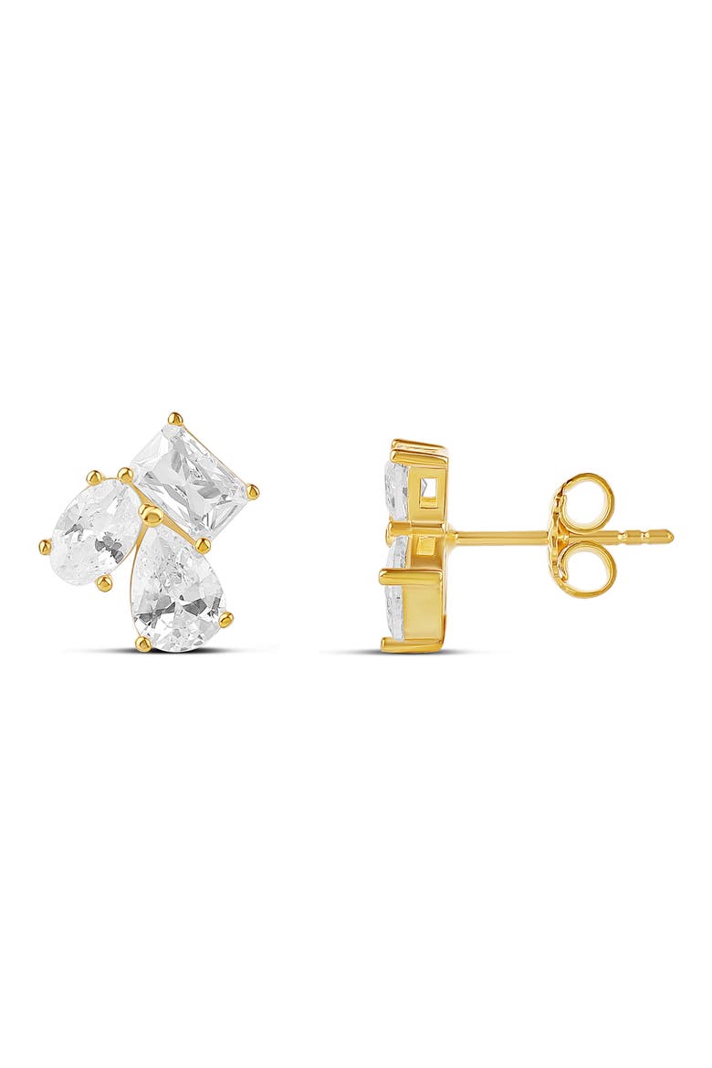 Multi Shape Cubic Zirconia Stud Earrings, Main, color, GOLD