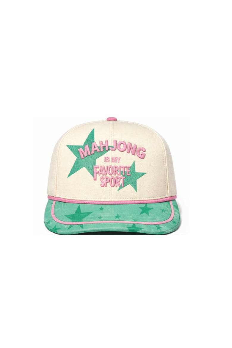 Mahjong Embroidered Hat, Main, color, Ivory Star Print