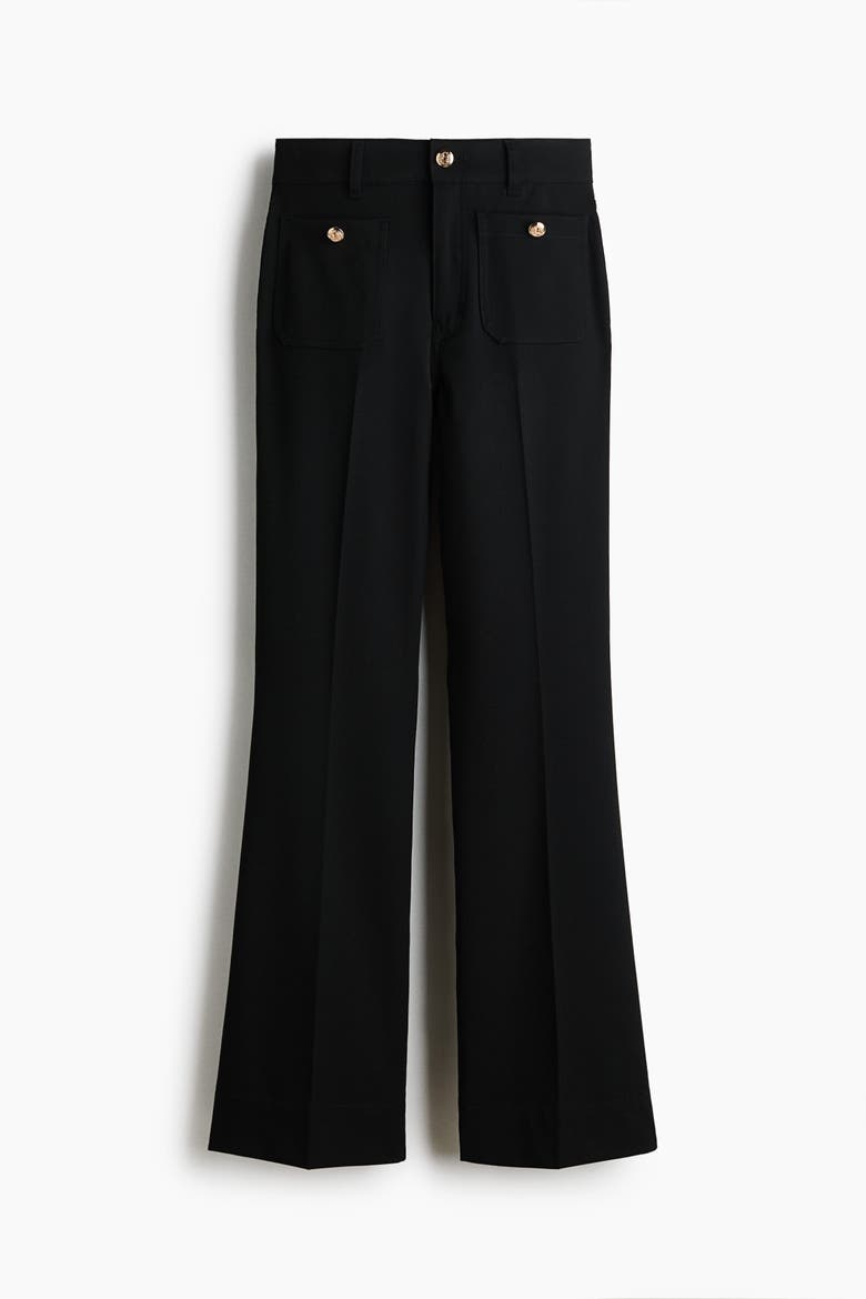 Flared Twill Trousers, Alternate, color, Black