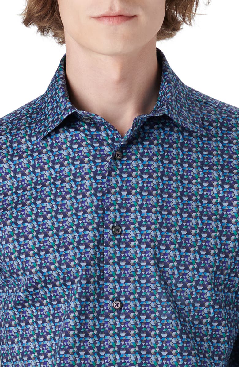 Bugatchi OoohCotton<sup>®</sup> Geo Print Button-Up Shirt, Alternate, color,