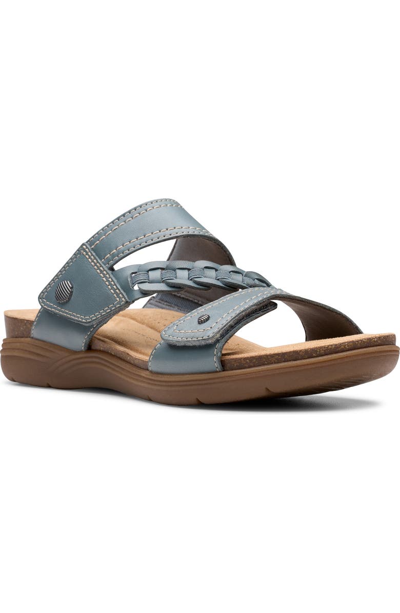 Clarks<sup>®</sup> April Raelyn Slide Sandal, Main, color, Blue Grey Lea