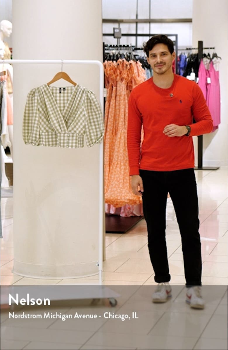 Karma Gingham Crop Wrap Top, sales video thumbnail