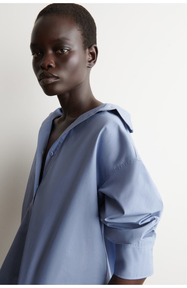 COS Open-Collar Cotton Shirt, Alternate, color, Blue