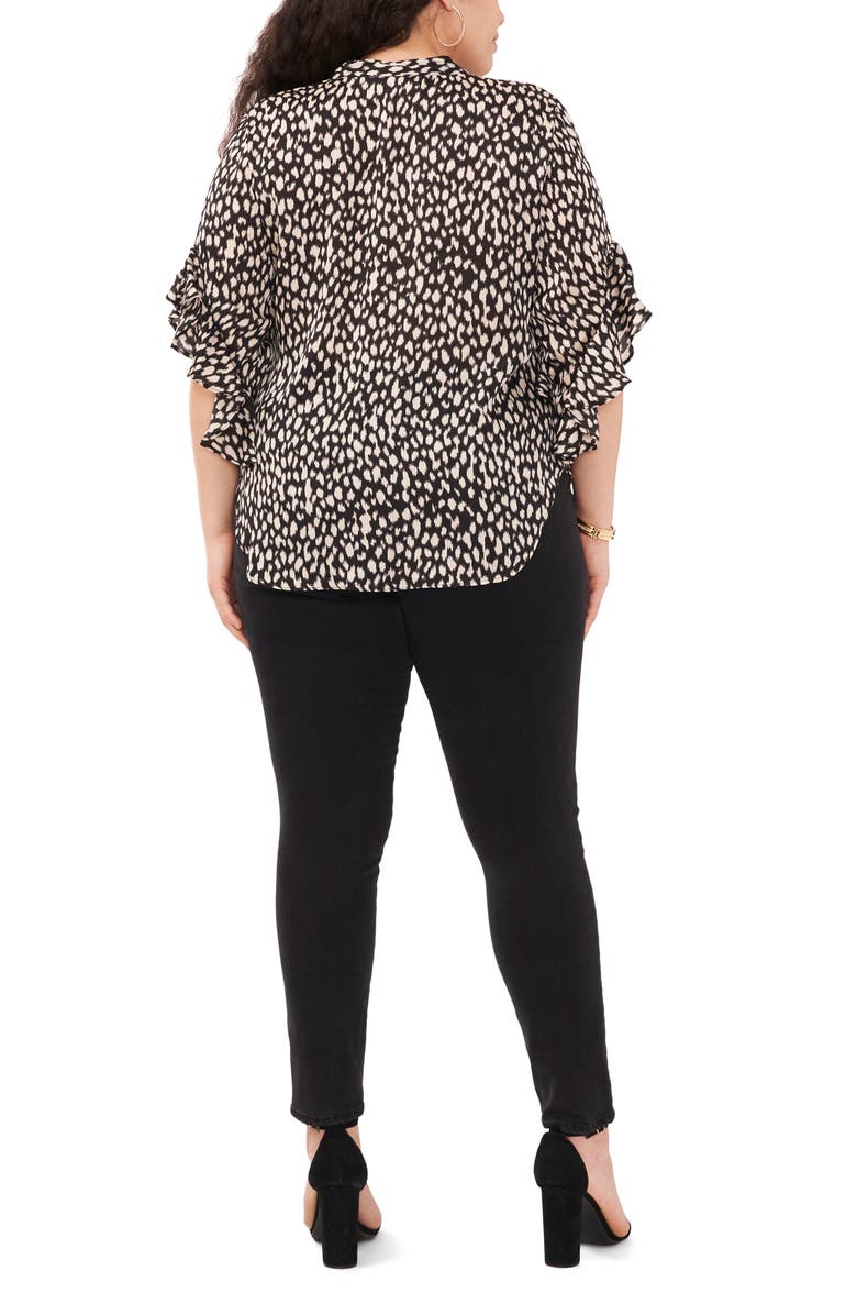 Vince Camuto Ruffle Sleeve Satin Top, Alternate, color, 