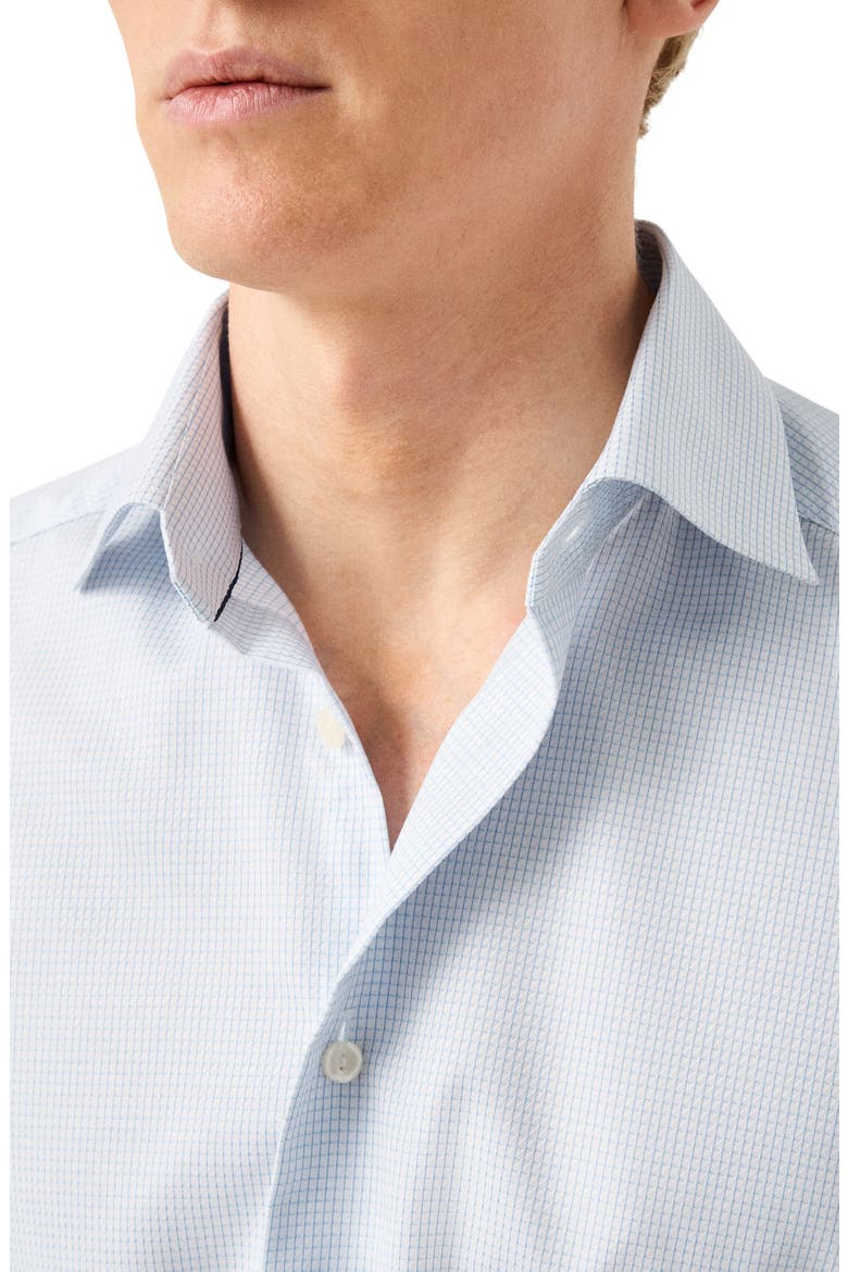 Slim Fit Microcheck Cotton Dress Shirt, Alternate, color, LIGHT BLUE