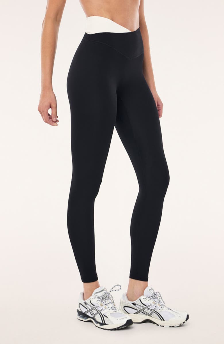 P.E Nation Wander Crossover Leggings, Alternate, color, Black / Whisper White