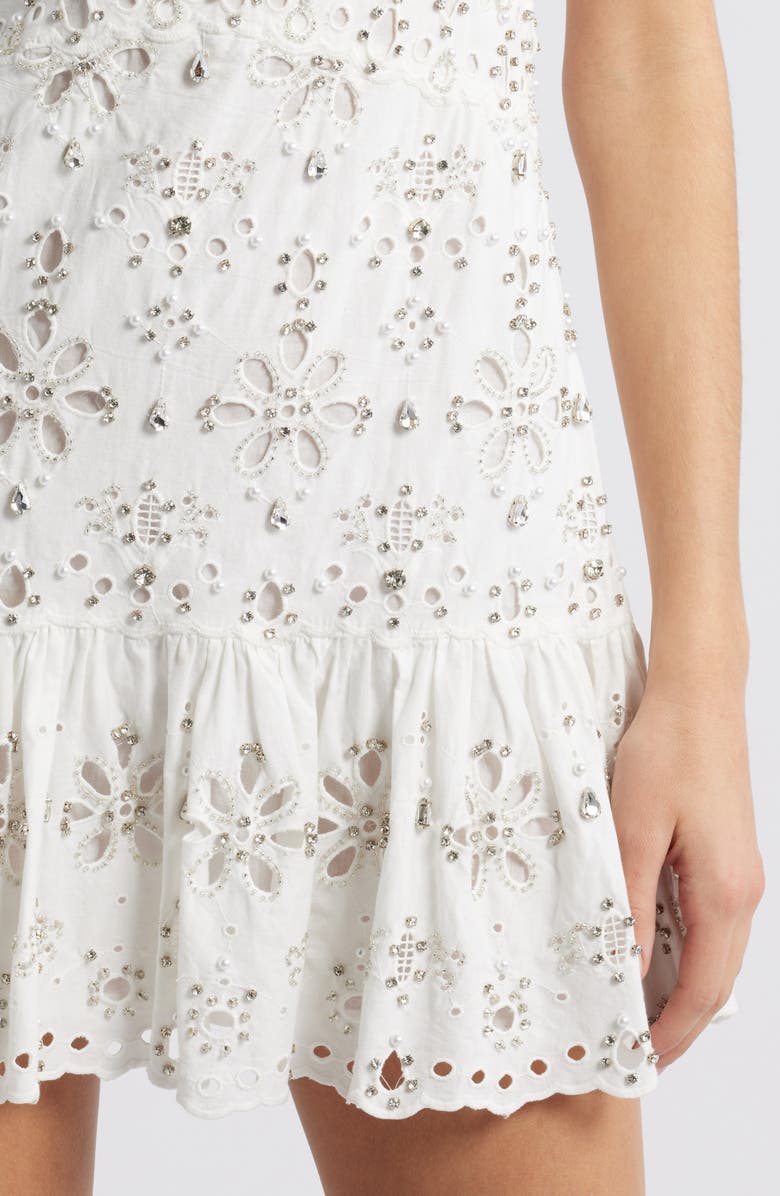 LoveShackFancy Catana Embellished Cotton Minidress, Alternate, color, 