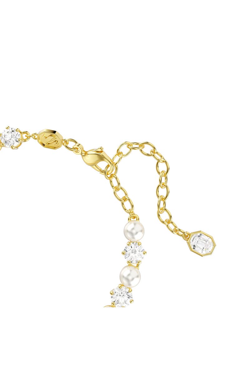 Swarovski Matrix Crystal & Faux Pearl Tennis Bracelet, Alternate, color, White/ Gold