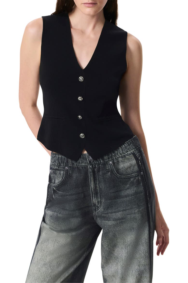 Ella Merino Wool Blend Sweater Vest, Main, color, BLACK