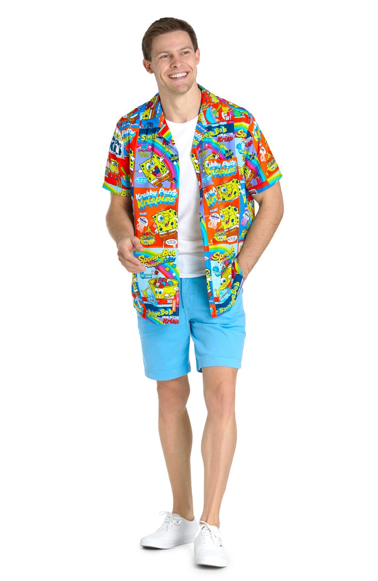 OppoSuits SpongeBob Breakfast Camp Shirt, Alternate, color, Blue