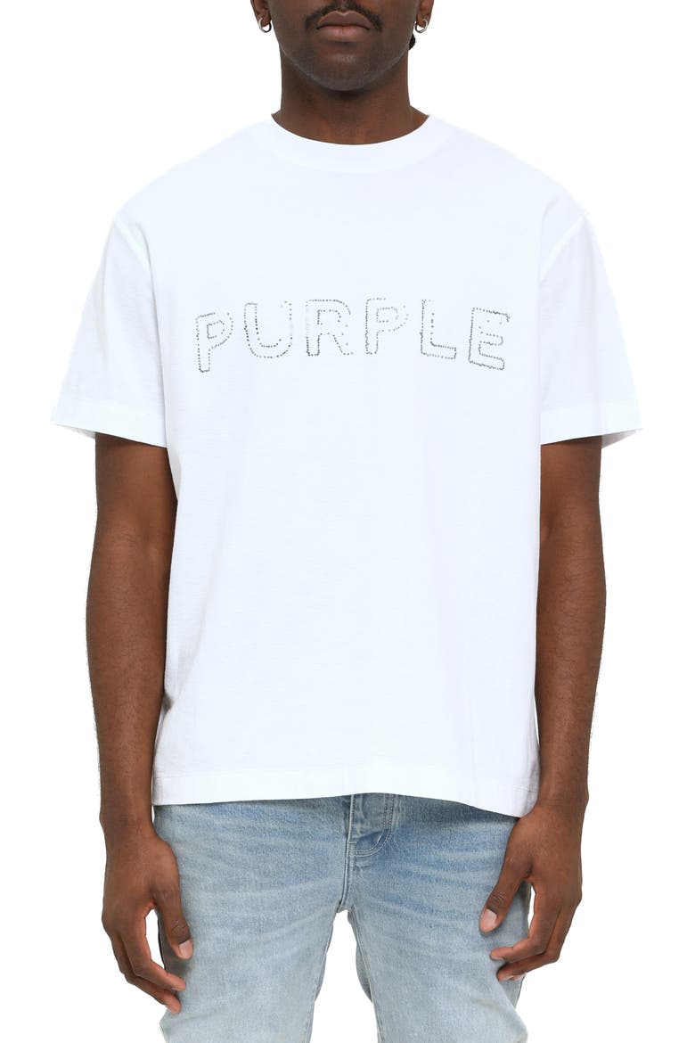 Texture Studded T-Shirt, Main, color, WHITE