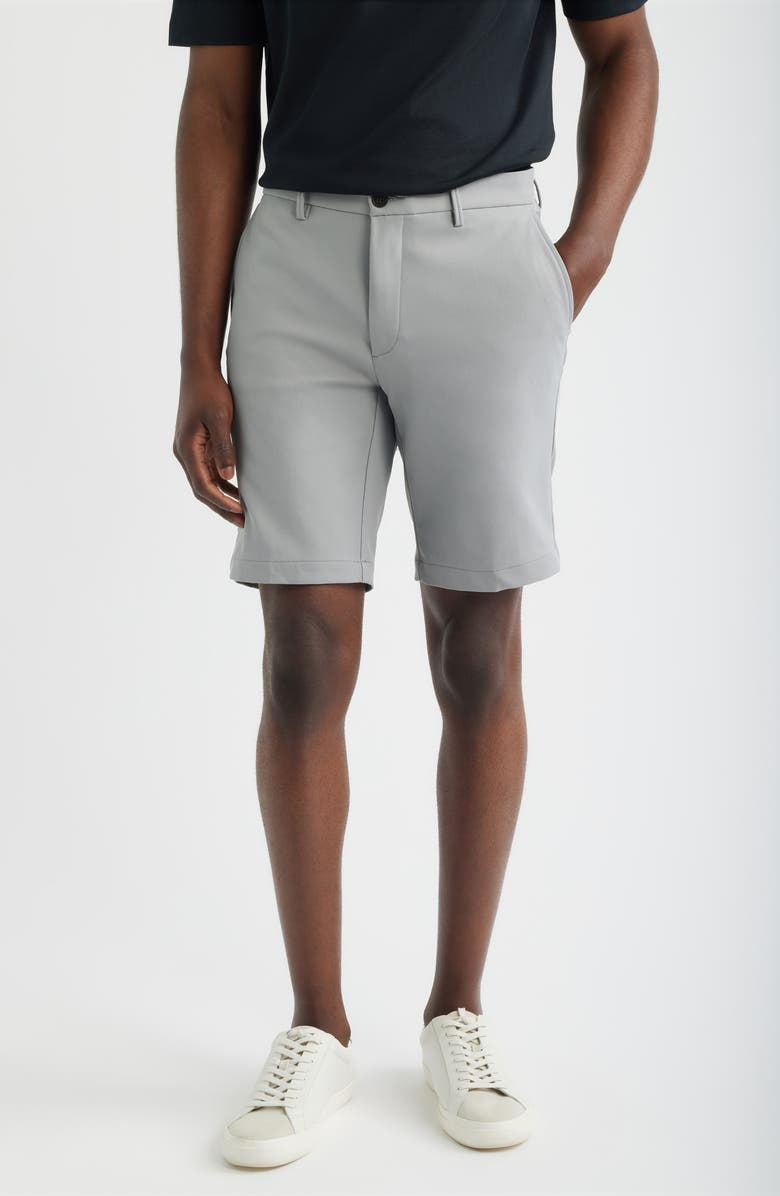 Scott Barber Sonoma Flat Front Travel Shorts, Main, color, Silver Grey