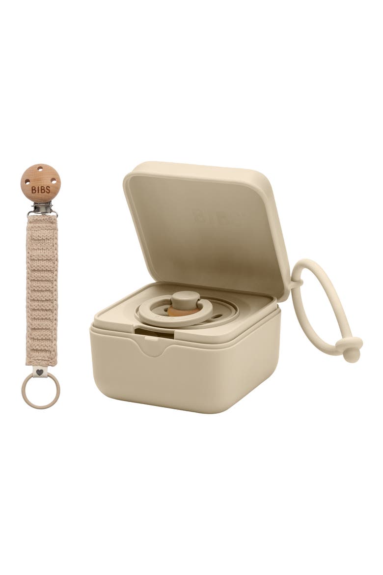 Pacifier Box & Pacifier Clip Set, Main, color, VANILLA
