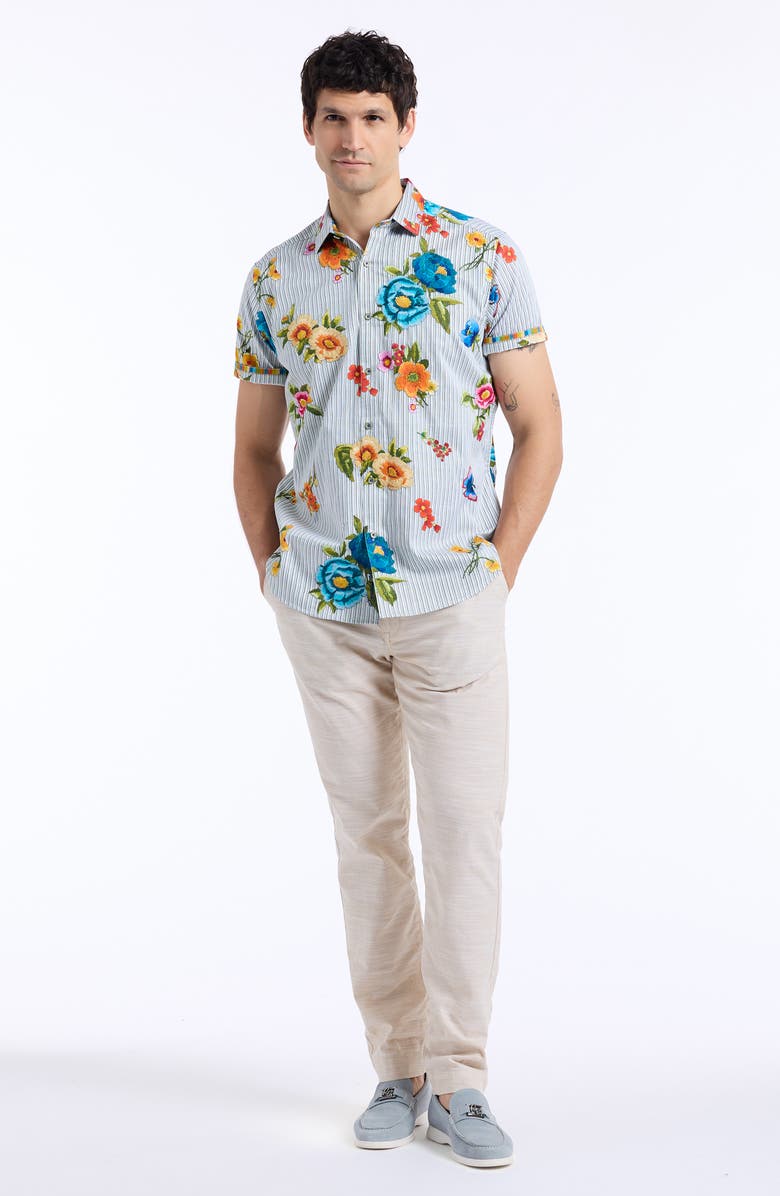 Robert Graham Dixton Straight Leg Cotton & Linen Pants, Alternate, color, Sand