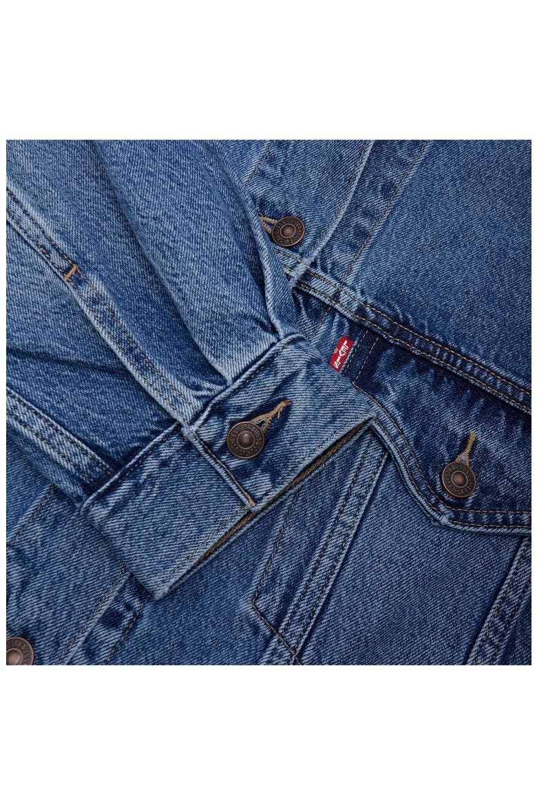 Oversize Denim Trucker Jacket, Alternate, color, MEDIUM INDIGO WORN IN