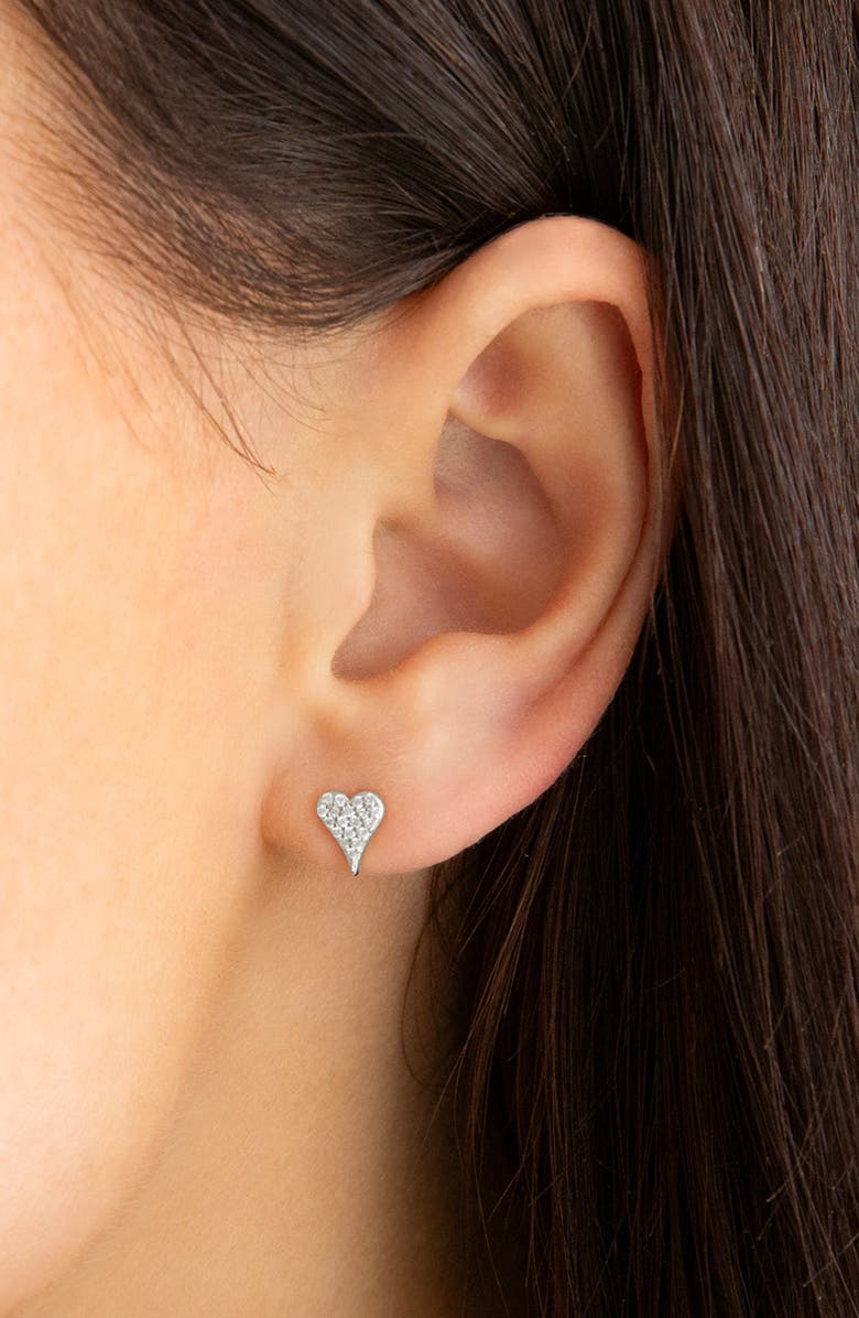 MARLYN SCHIFF Pavé Heart Stud Earrings, Alternate, color, 