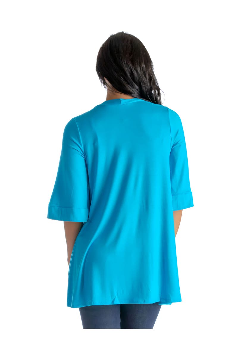 Open Front Elbow Length Sleeve Cardigan, Alternate, color, Turq