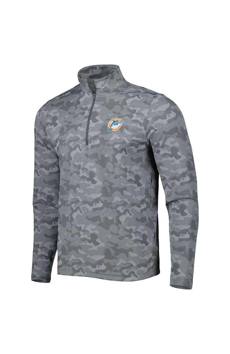 ANTIGUA Men's Antigua Gray Miami Dolphins Brigade Throwback Quarter-Zip Top, Alternate, color, Gray