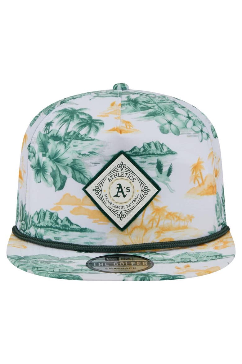 Men's New Era White Athletics Printed Island Golfer Snapback Hat, Alternate, color, White