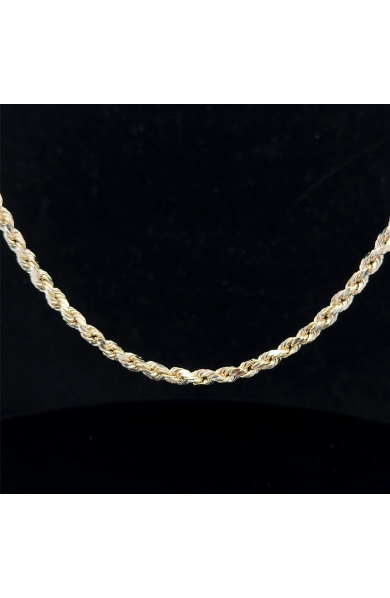 Ancona Jewelry 14K Diamond Cut Rope 4.3mm 24in 9g Chain Necklace, Alternate, color, Yellow Gold