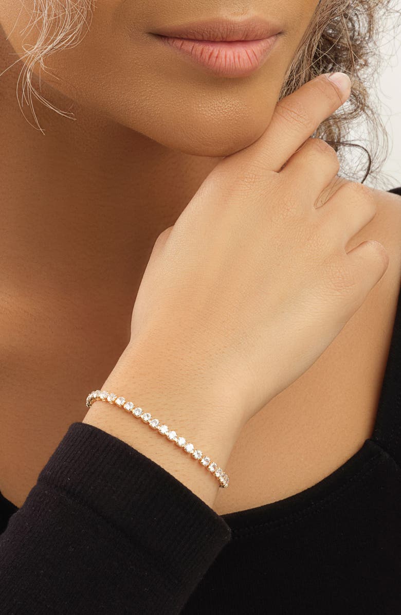 Sterling Forever CZ Bolo Slider Bracelet, Alternate, color, Gold